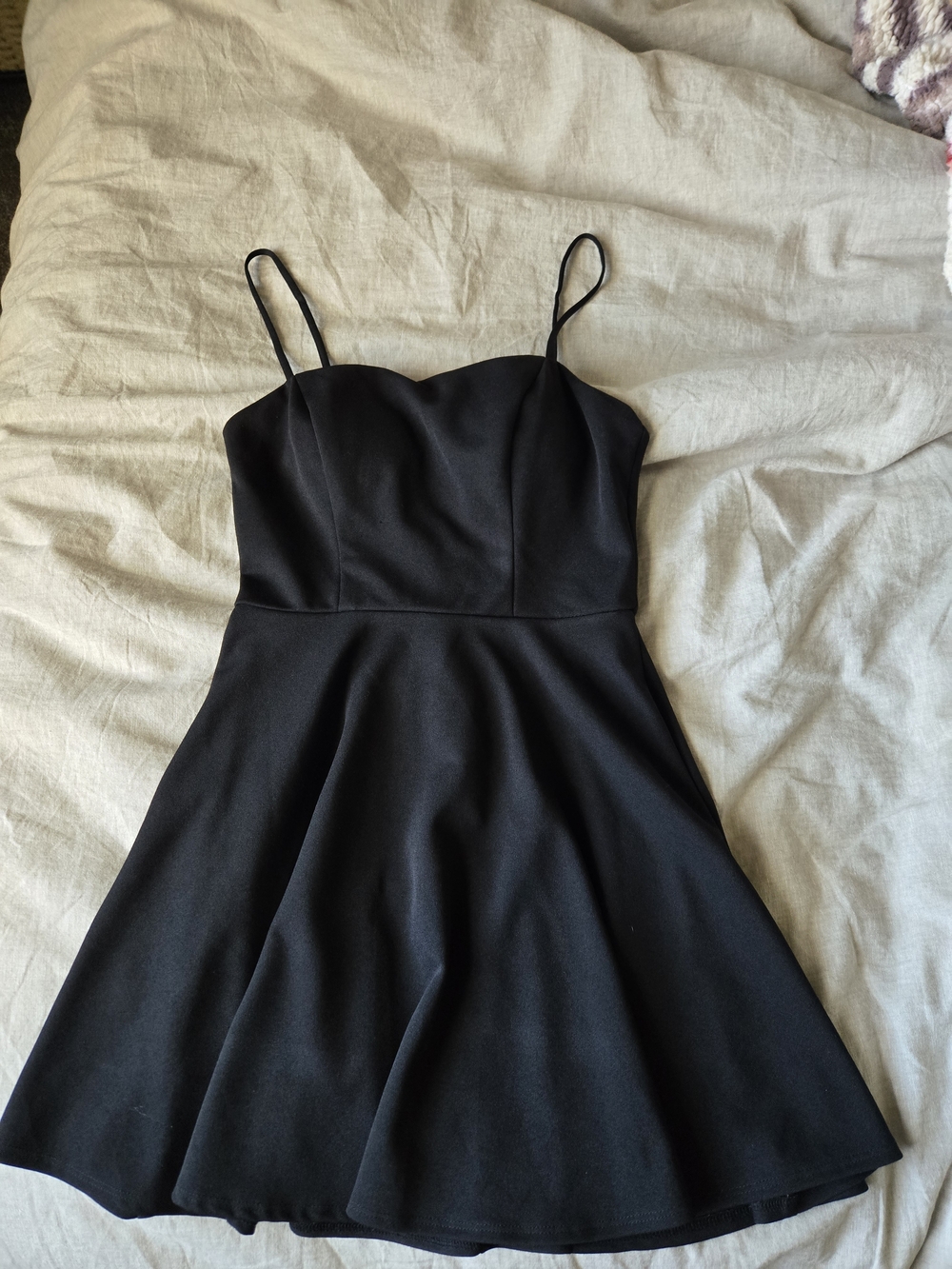B. Smart Black Spaghetti Strap Skater Dress